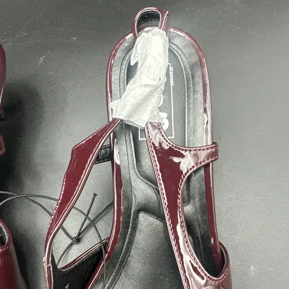 Pop Muna Women's  Comfort Fit Burgundy Patent Kitten Slingback Kitten Size‎ 9M